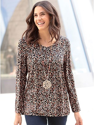 Printed Long Sleeve Tunic product image (564479.BKRU.18S)