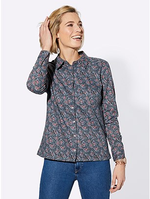 Printed Button Down Blouse product image (564779.NVPR.2.30_WithBackground)