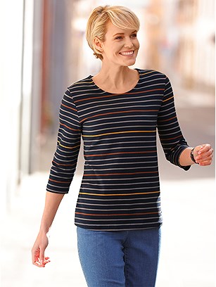 3/4 Sleeve Striped Top product image (565113.BKOS.1.34_WithBackground)