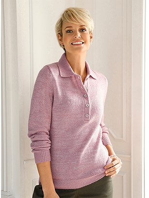 Mottled Polo Sweater product image (566260.MVMO.1.14_WithBackground)
