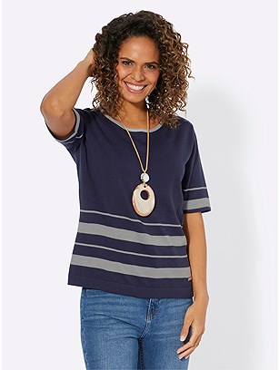 Striped Short Sleeve Sweater product image (566921.DBSN.2.33_WithBackground)
