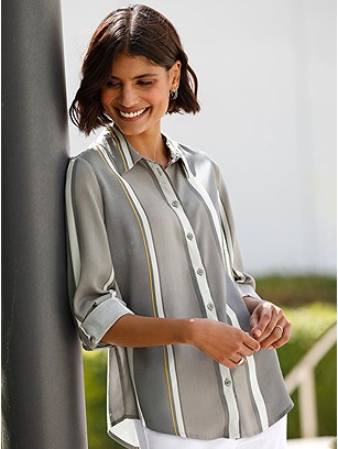 Striped Button Up Blouse product image (568866.GYST.1S)