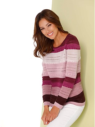 Striped Open Knit Sweater product image (569032.RMPA.1.1_WithBackground)