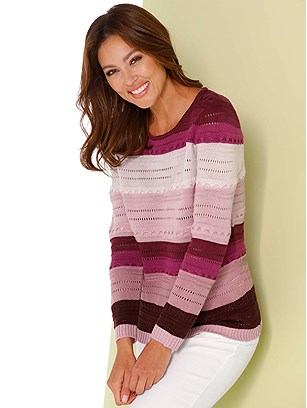 Striped Open Knit Sweater product image (569032.RMPA.1S)