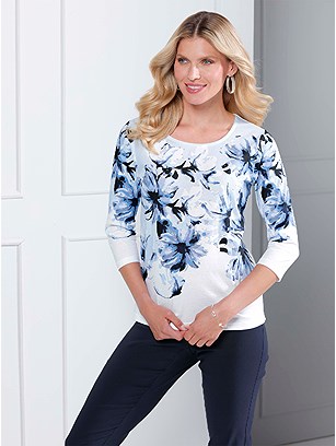 Floral 3/4 Sleeve Top product image (569089.WHPR.1.1_WithBackground)