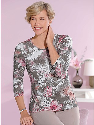 Floral 3/4 Sleeve Top product image (570281.KHPR.1.23_WithBackground)