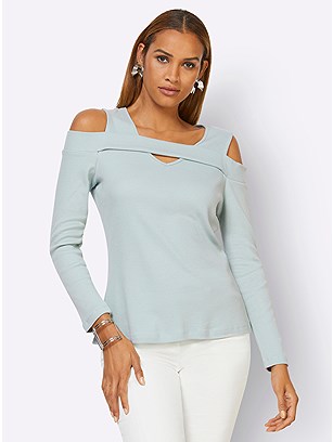Cut Out V-Neck Top product image (570502.MT.2.1_WithBackground)