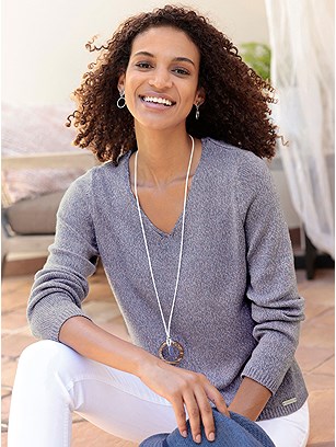 Mottled V-Neck Sweater product image (570529.BLMO.1S)