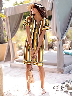 Striped V-Neck Dress product image (570582.OCKH.1S)