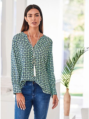 Printed V-Neck Blouse product image (571559.ECPA.1.13_WithBackground)