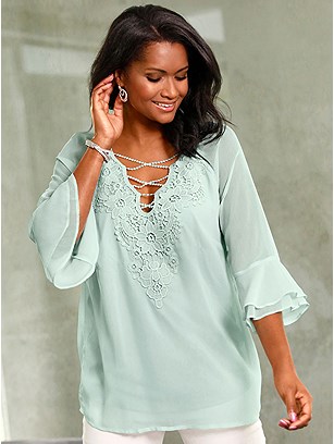 Chiffon Flare Sleeve Blouse product image (571578.MT.1S)