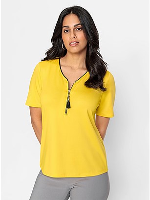 Zip V-Neck Top product image (571639.BRTY.1.1_WithBackground)