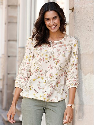 3/4 Sleeve Floral Blouse product image (571738.ECPR.1S)