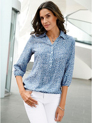 Dotted Button Panel Blouse product image (571960.BLWP.1S)