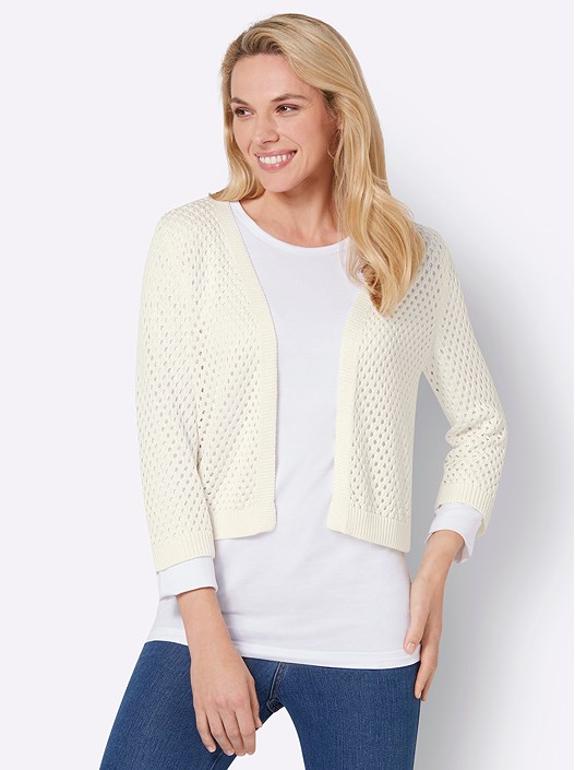 creation l Ecru Open Knit Bolero from creation L