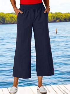 Link. linen stretch waist culottes (Product Display 34102) image.