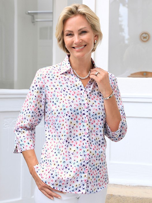 creation l Rose-Ecru-Printed Blouse
