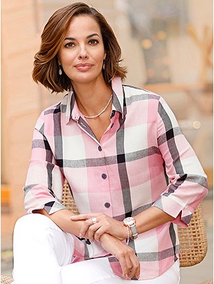 3/4 Sleeve Plaid Blouse product image (576390.HYCK.1.1_S)