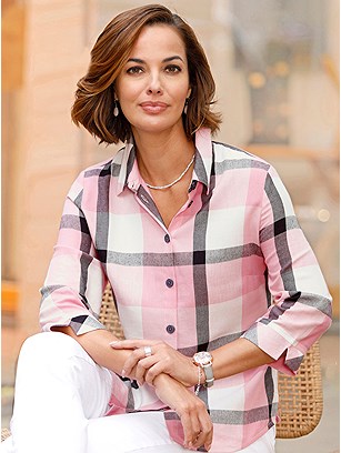 3/4 Sleeve Plaid Blouse product image (576390.HYCK.1S)