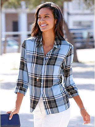 Checkered Button Up Blouse product image (576769.IBAP.1S)