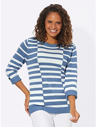 Printed 3/4 Sleeve Sweater product image (577212.BLPA.1.1_WithBackground)