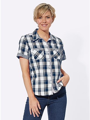 Checkered Button Up Blouse product image (577625.DBCK.1.1_WithBackground)