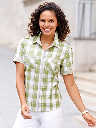 Checkered Button Up Blouse product image (577625.GREC.1S)