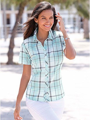 Checked Short Sleeve Blouse product image (577629.MTGR.1S)