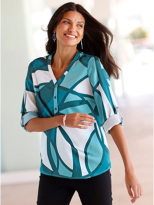 Printed V-Neck Blouse product image (578343.ECPE.1S)