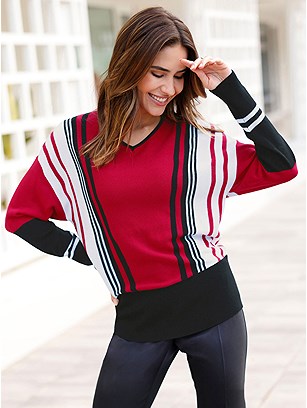Striped V-Neck Sweater product image (578350.RDST.1S)