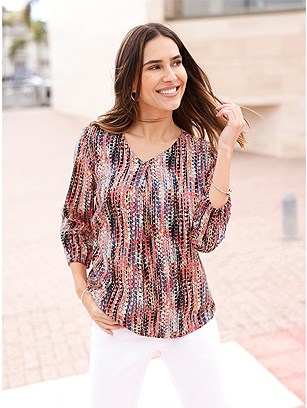 Pleated V-Neck Blouse product image (578634.RSSP.1.29_WithBackground)