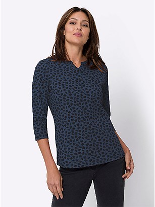 3/4 Sleeve Leaf Print Top product image (578841.DBPR.1.16_WithBackground)