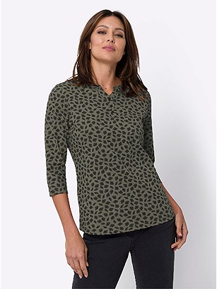 3/4 Sleeve Leaf Print Top product image (578841.KHBP.1.24_WithBackground)