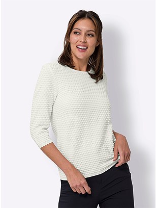 Textured 3/4 Sleeve Sweater product image (579208.EC.1.21_WithBackground)