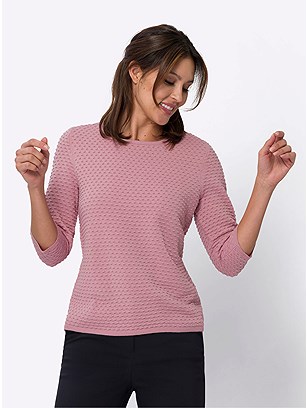 Textured 3/4 Sleeve Sweater product image (579208.HYDR.1.20_WithBackground)
