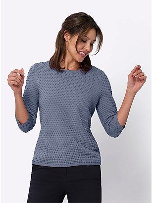 Textured 3/4 Sleeve Sweater product image (579208.PWBL.1.20_WithBackground)