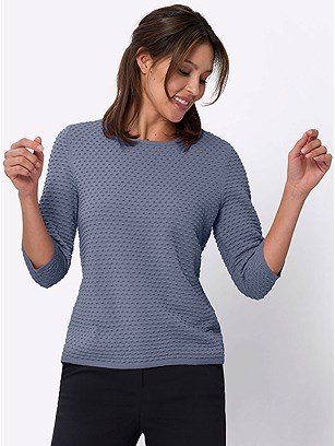 Textured 3/4 Sleeve Sweater product image (579208.PWBL.1S)
