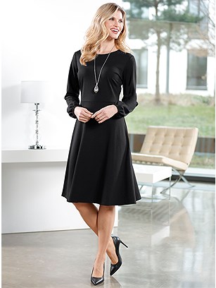 Long Puff Sleeve Dress product image (579211.BK.1.30_WithBackground)