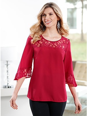 Lace Flared Sleeve Tunic product image (579214.RD.1.24_WithBackground)