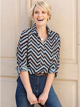 Collared Chevron Blouse product image (579576.DBCG.1s)