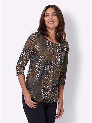 Leopard Print 3/4 Sleeve Top product image (579724.CGPR.1.31_WithBackground)