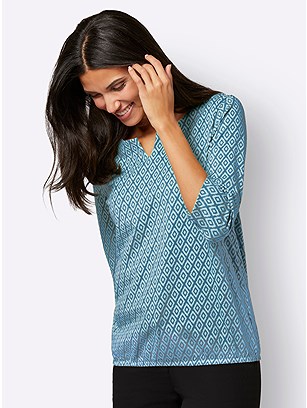 Printed 3/4 Sleeve Shirt product image (579730.TOPR.1.39_WithBackground)
