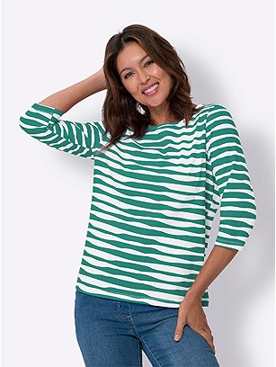 3/4 Sleeve Striped Shirt product image (579888.GRWH.2.38_WithBackground)