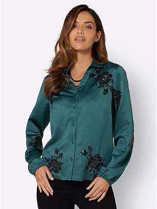 Floral Sequin Satin Blouse product image (579910.PE.2.25_WithBackground)