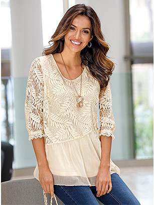 Asymmetrical Hem Lace Blouse product image (579963.CM.2.13_WithBackground)