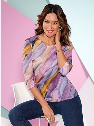 Printed 3/4 Sleeve Shirt product image (580126.GPRU.1.16_WithBackground)