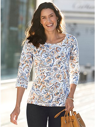 Paisley 3/4 Sleeve Top product image (580301.OCDP.1.15_WithBackground)