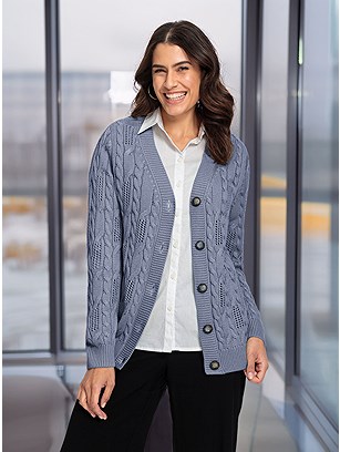 Cable Knit Cardigan product image (580399.PWBL.1.P110724)