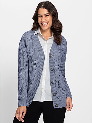 Cable Knit Cardigan product image (580399.PWBL.1S)