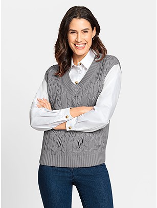 Cable Knit Sweater Vest product image (580402.GYMO.1.34_WithBackground)